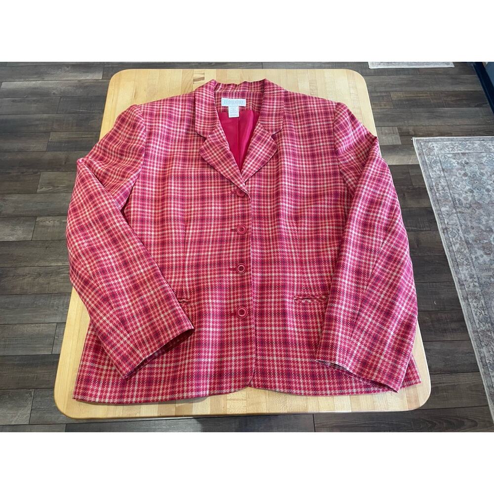 VTG L.L. Bean Wool Blend Plaid Blazer 14 4 Button Lightweight Capsule Old Money